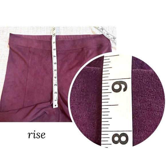 EXPRESS Burgundy Faux Suede Ankle Zip Legging Eggplant Wine Stretch Pant Wmns M - Picture 12 of 15